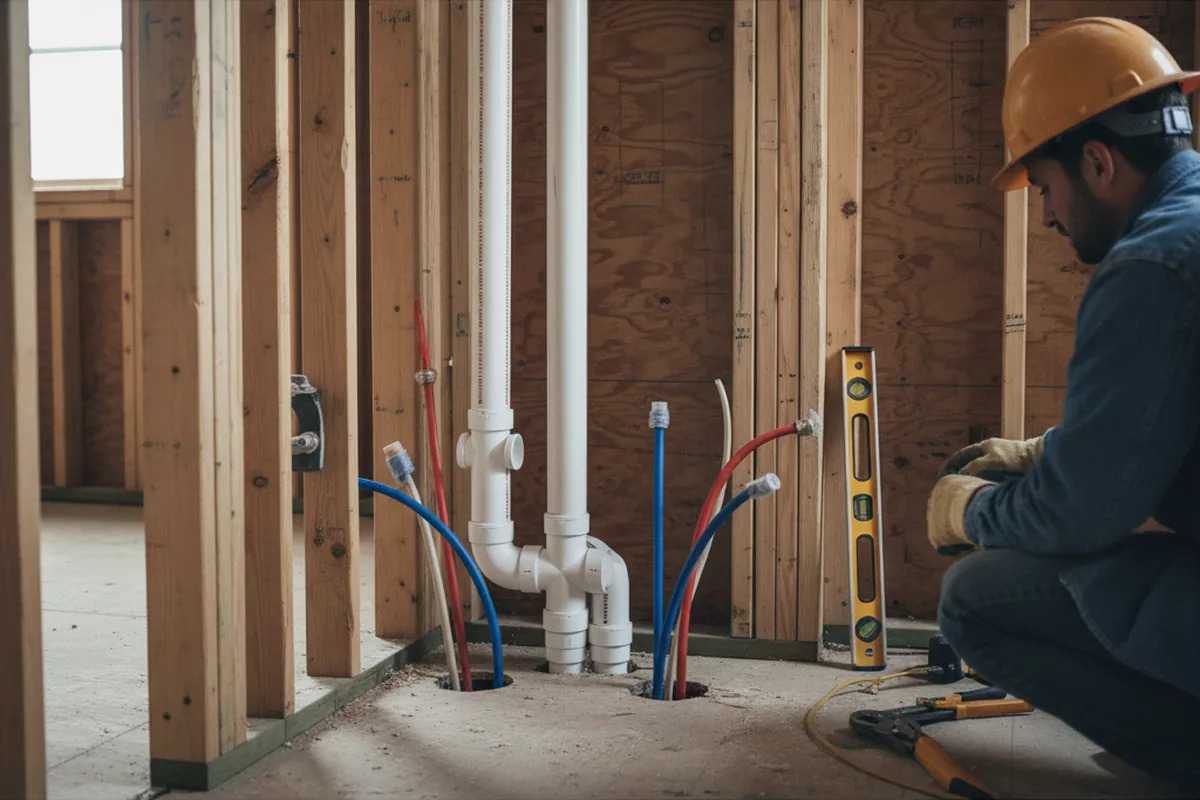 Drain and supply rough-in during Sump Pump Repair in Truesdale