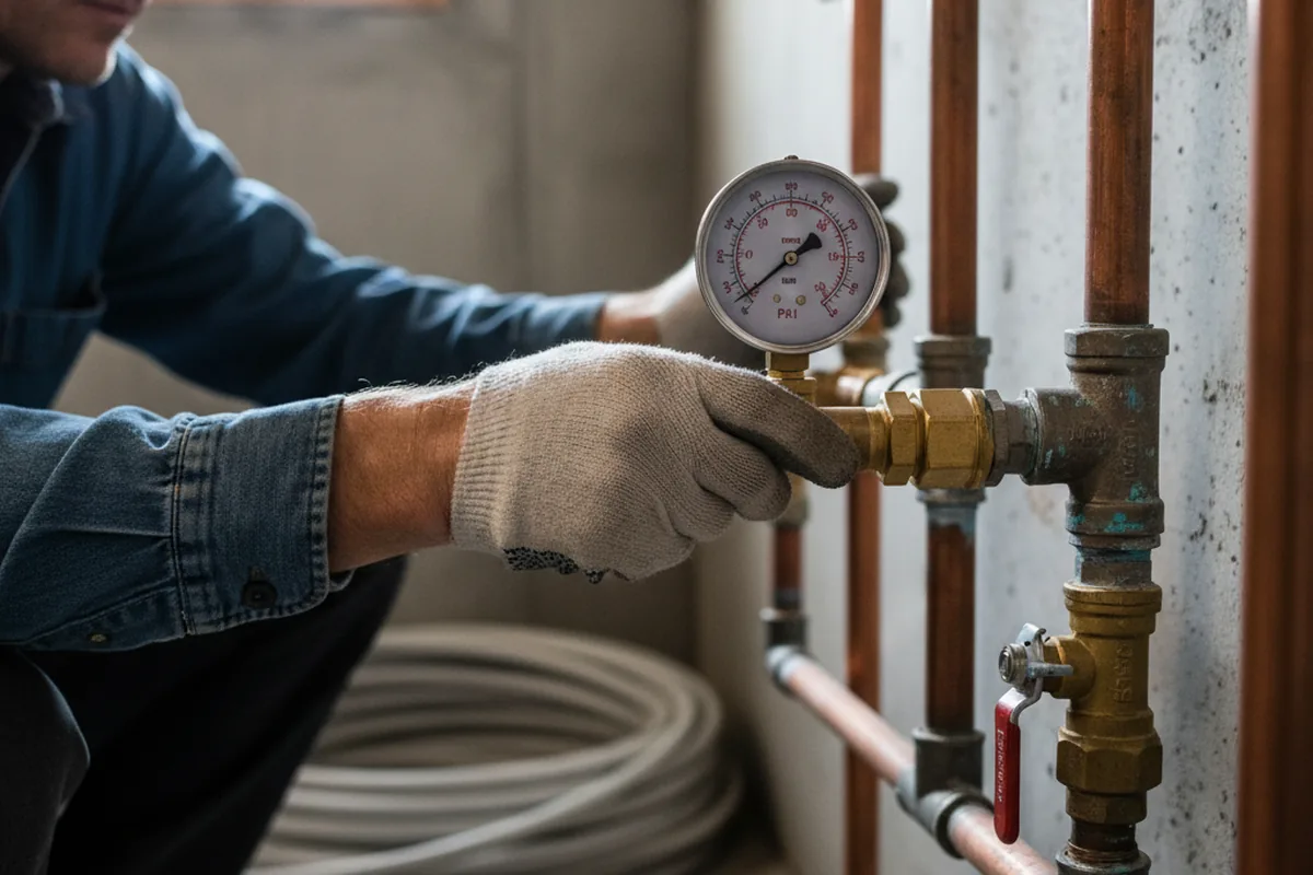 Pressure testing a repaired line during Water Line Repair in Truesdale